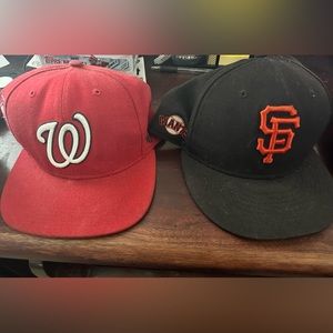 Baseball snap back hats Giants & Nationals